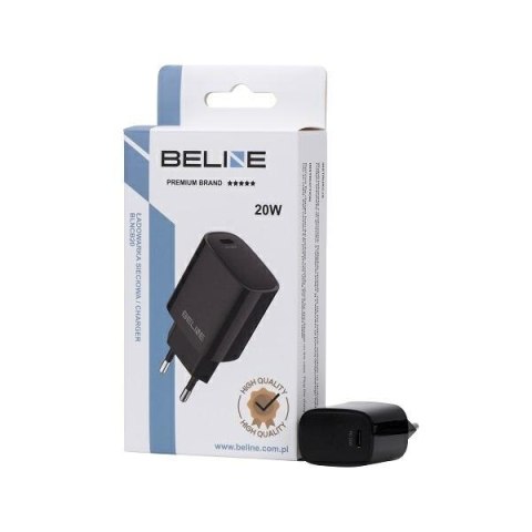 Beline Ład. siec. 1x USB-C 20W czarna/black (only head) PD 3.0 BLNCB20