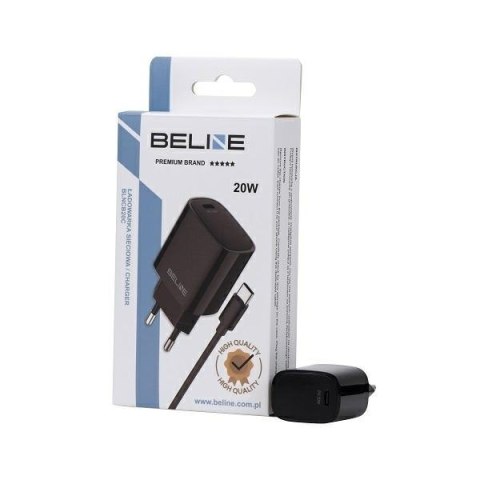 Beline Ład. siec. 1x USB-C 20W + kabelUSB-C czarna /black PD 3.0 BLNCB20C
