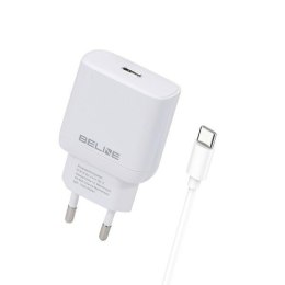 Beline Ład. siec. 1x USB-C 25W + kabelUSB-C biała /white PD 3.0 BLNCW25C GaN