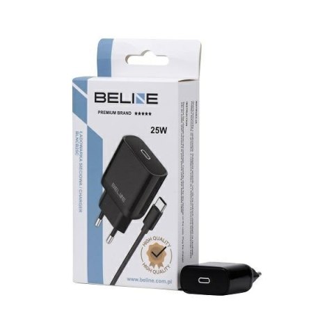 Beline Ład. siec. 1x USB-C 25W + kabelUSB-C czarna /black PD 3.0 BLNCB25C GaN