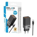 Beline Ład. siec. 2x USB-C + 1x USB 65W+ kabel USB-C czarny/black PD 3.0 + QC 3.0 BLN3CB65C GaN