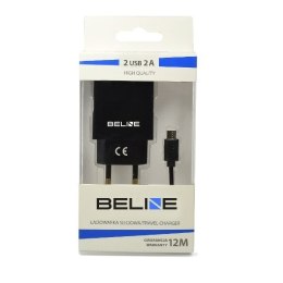 Beline Ład. siec. 2xUSB + microUSB 2Aczarna/black