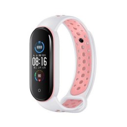 Beline pasek Design Mi Band 7/6/5biało-różowy /white-pink