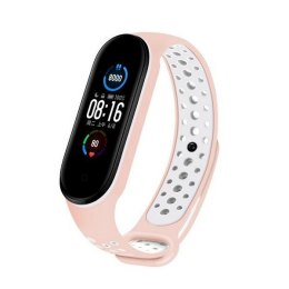 Beline pasek Design Mi Band 7/6/5różowo-biały /pink-white