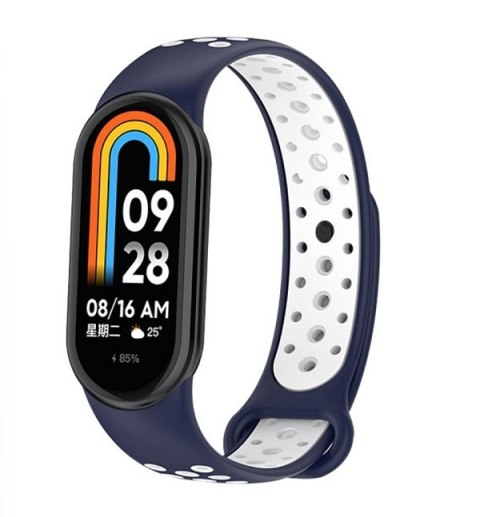 Beline pasek Mi Band 10/9/8 design niebiesko-biały /blue-white