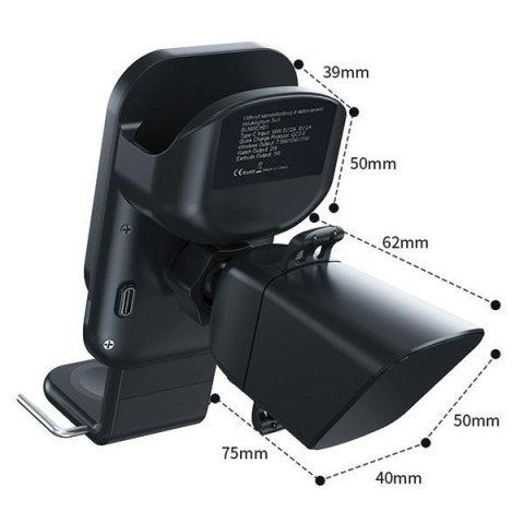 Beline uchwyt samochodowy z ładowaniemindukcyjnym BLNWCH01 3w1 Smartphone/iWatch/Airpods