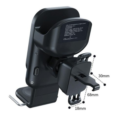 Beline uchwyt samochodowy z ładowaniemindukcyjnym BLNWCH01 3w1 Smartphone/iWatch/Airpods