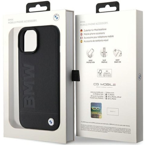 BMW BMHMP15MSLLBK iPhone 15 Plus / 14 Plus 6.7" czarny/black MagSafe Leather Hot Stamp