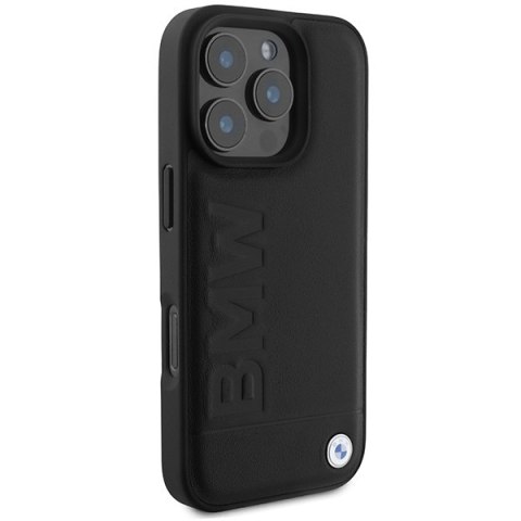 BMW BMHMP16XSLLBK iPhone 16 Pro Max 6.9"czarny/black hardcase Leather Hot Stamp MagSafe