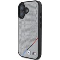 BMW BMHMP16S23PUPDG iPhone 16 6.1" szary/grey hardcase M Perforated Tricolor Line MagSafe