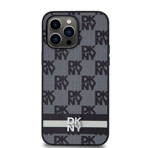 DKNY DKHCP14XPCPTSSK iPhone 14 Pro Max6.7" czarny/black hardcase Leather Checkered Mono Pattern & Printed Stripes