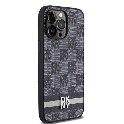 DKNY DKHCP14XPCPTSSK iPhone 14 Pro Max6.7" czarny/black hardcase Leather Checkered Mono Pattern & Printed Stripes