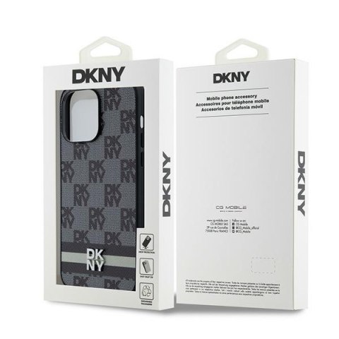 DKNY DKHCP14XPCPTSSK iPhone 14 Pro Max6.7" czarny/black hardcase Leather Checkered Mono Pattern & Printed Stripes