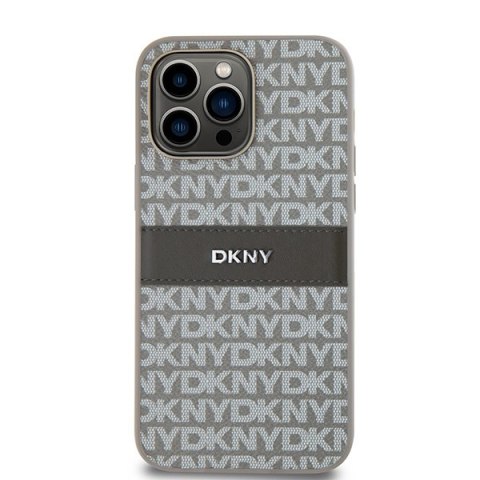 DKNY DKHCP14XPRTHSLE iPhone 14 Pro Max6.7" beżowy/beige hardcase Leather Mono Stripe & Metal Logo