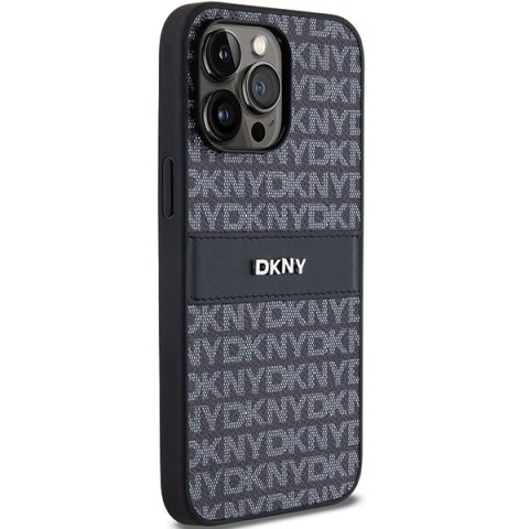 DKNY DKHCP14XPRTHSLK iPhone 14 Pro Max6.7" czarny/black hardcase Leather Mono Stripe & Metal Logo