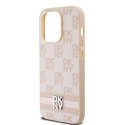 DKNY DKHCP14LPCPTSSP iPhone 14 Pro 6.1" różowy/pink hardcase Leather Checkered Mono Pattern & Printed Stripes