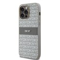 DKNY DKHCP14LPRTHSLE iPhone 14 Pro 6.1" beżowy/beige hardcase Leather Mono Stripe & Metal Logo