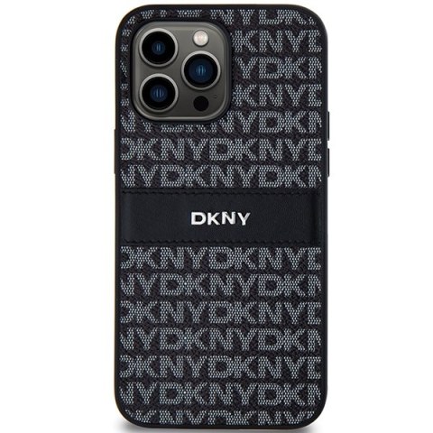 DKNY DKHCP14LPRTHSLK iPhone 14 Pro6.1" czarny/black hardcase Leather Mono Stripe & Metal Logo