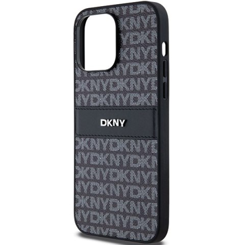 DKNY DKHCP14LPRTHSLK iPhone 14 Pro6.1" czarny/black hardcase Leather Mono Stripe & Metal Logo