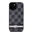 DKNY DKHCP14SPCPTSSK iPhone 14 / 15 / 13 6.1" czarny/black hardcase Leather Checkered Mono Pattern & Printed Stripes