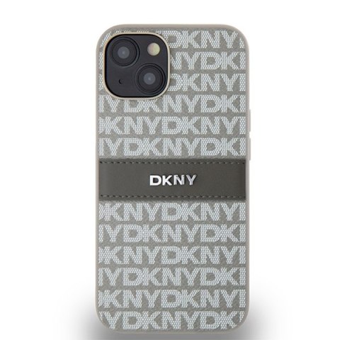 DKNY DKHCP14SPRTHSLE iPhone 14 / 15 / 136.1" beżowy/beige hardcase Leather Mono Stripe & Metal Logo