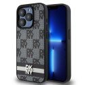 DKNY DKHCP15XPCPTSSK iPhone 15 Pro Max 6.7" czarny/black hardcase Leather Checkered Mono Pattern & Printed Stripes