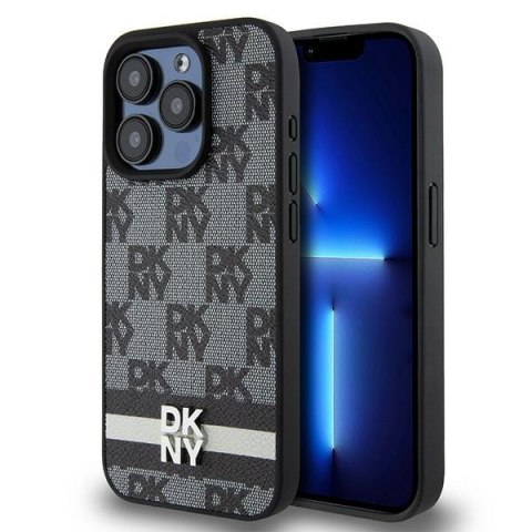 DKNY DKHCP15XPCPTSSK iPhone 15 Pro Max 6.7" czarny/black hardcase Leather Checkered Mono Pattern & Printed Stripes