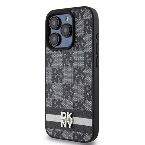 DKNY DKHCP15XPCPTSSK iPhone 15 Pro Max6.7" czarny/black hardcase Leather Checkered Mono Pattern & Printed Stripes