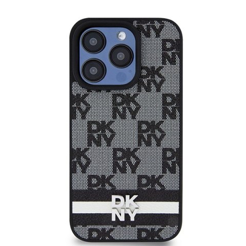DKNY DKHCP15XPCPTSSK iPhone 15 Pro Max6.7" czarny/black hardcase Leather Checkered Mono Pattern & Printed Stripes