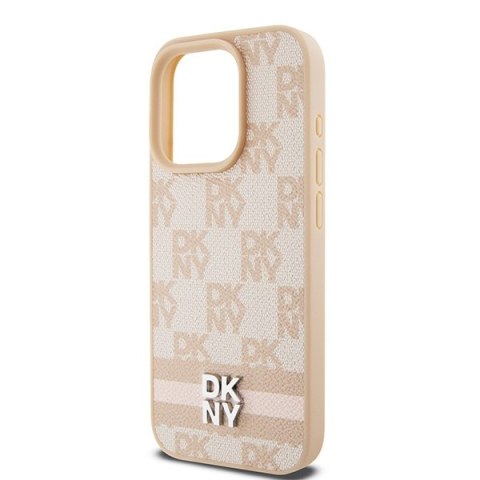 DKNY DKHCP15XPCPTSSP iPhone 15 Pro Max6.7" różowy/pink hardcase Leather Checkered Mono Pattern & Printed Stripes