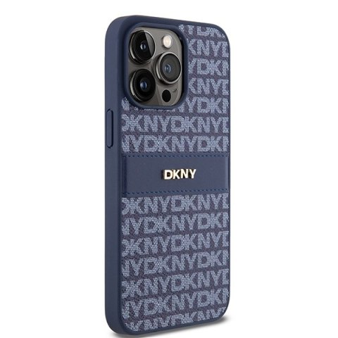 DKNY DKHCP15XPRTHSLB iPhone 15 Pro Max6.7" niebieski/blue hardcase Leather Mono Stripe & Metal Logo