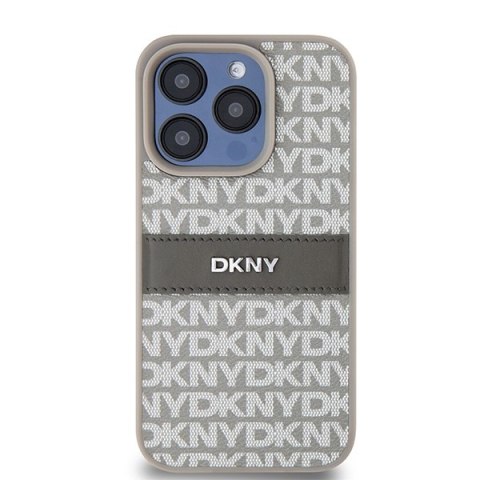 DKNY DKHCP15XPRTHSLE iPhone 15 Pro Max6.7" beżowy/beige hardcase Leather Mono Stripe & Metal Logo