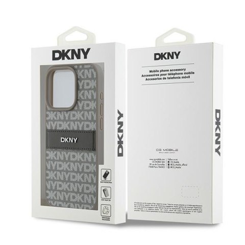 DKNY DKHCP15XPRTHSLE iPhone 15 Pro Max6.7" beżowy/beige hardcase Leather Mono Stripe & Metal Logo