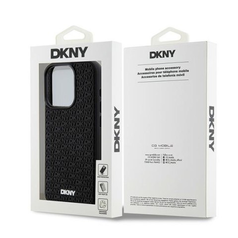 DKNY DKHCP15L3DRPWK iPhone 15 Pro6.1" czarny/black hardcase 3D Rubber Repeat Pattern
