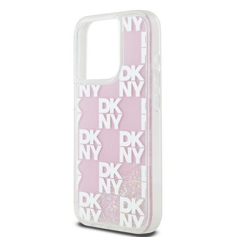 DKNY DKHCP15LLCPEPP iPhone 15 Pro6.1" różowy/pink hardcase Liquid Glitter Multilogo