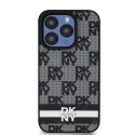 DKNY DKHCP15LPCPTSSK iPhone 15 Pro 6.1" czarny/black hardcase Leather Checkered Mono Pattern & Printed Stripes