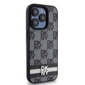 DKNY DKHCP15LPCPTSSK iPhone 15 Pro 6.1" czarny/black hardcase Leather Checkered Mono Pattern & Printed Stripes