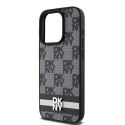 DKNY DKHCP15LPCPTSSK iPhone 15 Pro 6.1" czarny/black hardcase Leather Checkered Mono Pattern & Printed Stripes