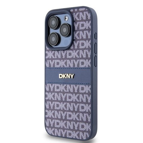 DKNY DKHCP15LPRTHSLB iPhone 15 Pro6.1" niebieski/blue hardcase Leather Mono Stripe & Metal Logo