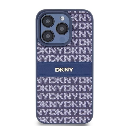 DKNY DKHCP15LPRTHSLB iPhone 15 Pro6.1" niebieski/blue hardcase Leather Mono Stripe & Metal Logo
