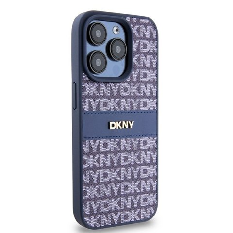 DKNY DKHCP15LPRTHSLB iPhone 15 Pro6.1" niebieski/blue hardcase Leather Mono Stripe & Metal Logo