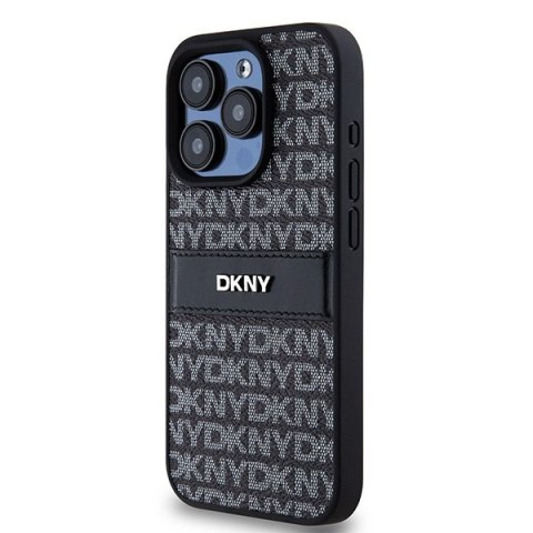 DKNY DKHCP15LPRTHSLK iPhone 15 Pro6.1" czarny/black hardcase Leather Mono Stripe & Metal Logo