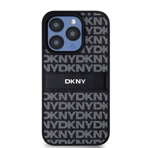 DKNY DKHCP15LPRTHSLK iPhone 15 Pro6.1" czarny/black hardcase Leather Mono Stripe & Metal Logo