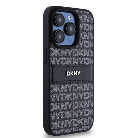 DKNY DKHCP15LPRTHSLK iPhone 15 Pro6.1" czarny/black hardcase Leather Mono Stripe & Metal Logo