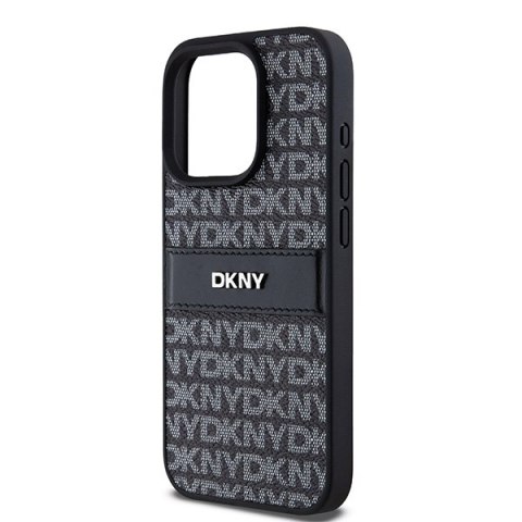 DKNY DKHCP15LPRTHSLK iPhone 15 Pro6.1" czarny/black hardcase Leather Mono Stripe & Metal Logo