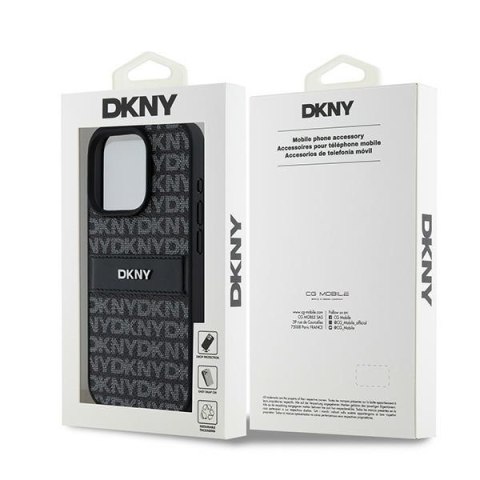 DKNY DKHCP15LPRTHSLK iPhone 15 Pro6.1" czarny/black hardcase Leather Mono Stripe & Metal Logo