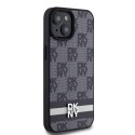 DKNY DKHCP15MPCPTSSK iPhone 15 Plus / 14 Plus 6.7" czarny/black hardcase Leather Checkered Mono Pattern & Printed Stripes