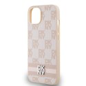 DKNY DKHCP15MPCPTSSP iPhone 15 Plus / 14 Plus 6.7" różowy/pink hardcase Leather Checkered Mono Pattern & Printed Stripes