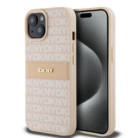 DKNY DKHCP15MPRTHSLP iPhone 15 Plus /14 Plus 6.7" różowy/pink hardcase Leather Mono Stripe & Metal Logo