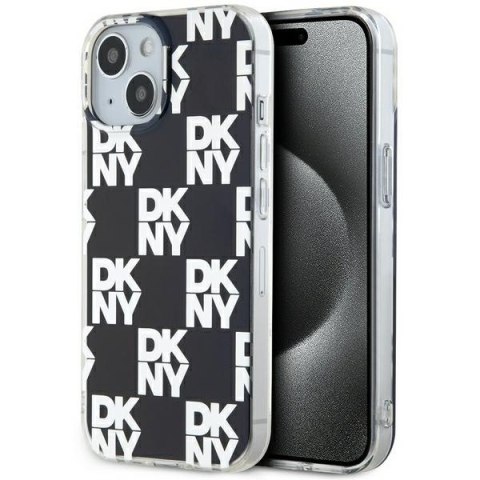 DKNY DKHCP15SHDLCEK iPhone 15 / 14 / 13 6.1" czarny/black hardcase IML Checkered Mono Pattern